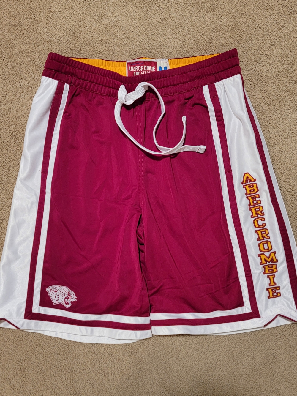Abercrombie Men's Maroon Athletic Shorts - Medium